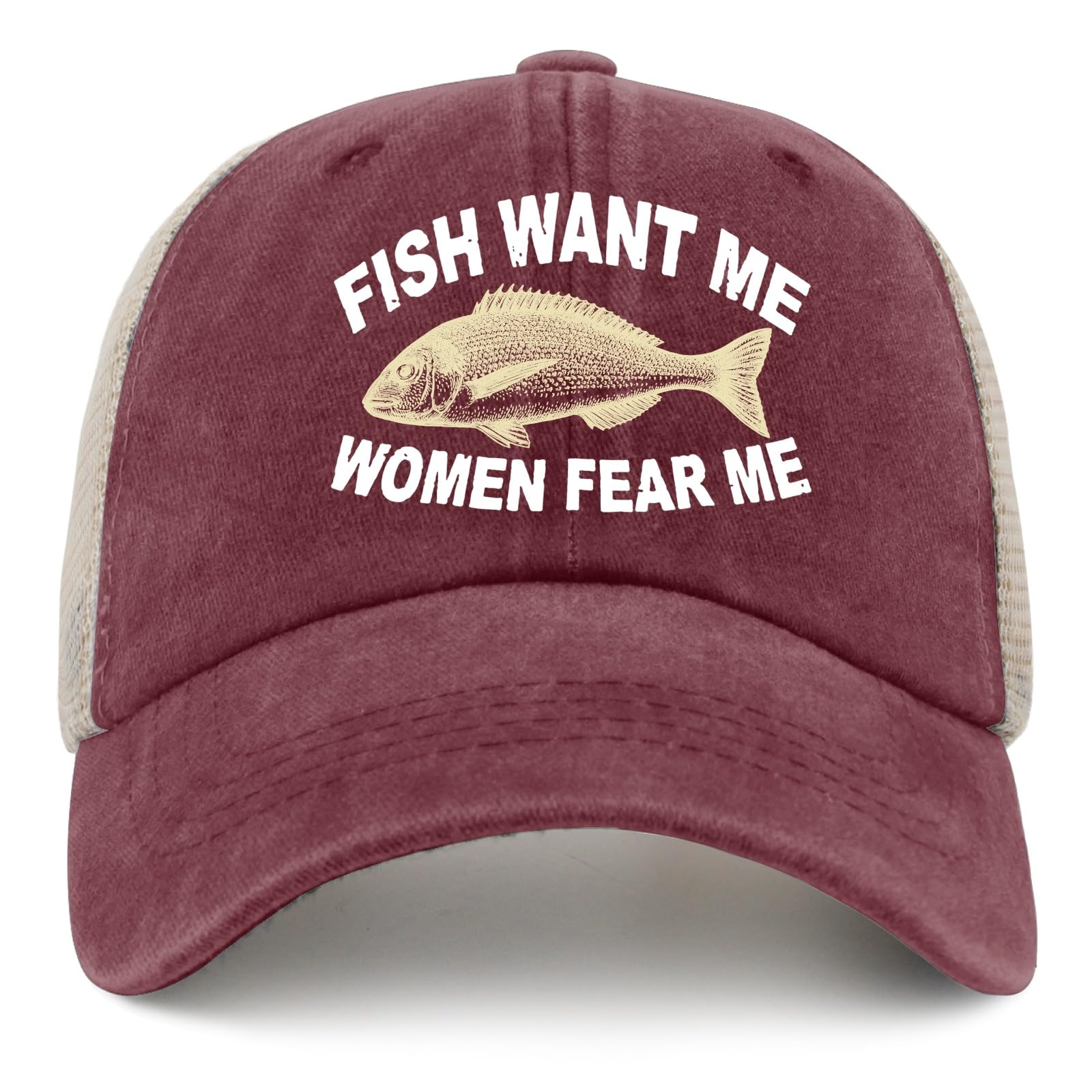 Hat Women Want Me Fishes Fear Me Hat for Women Dad Hats Trendy Caps, Red-8, One size