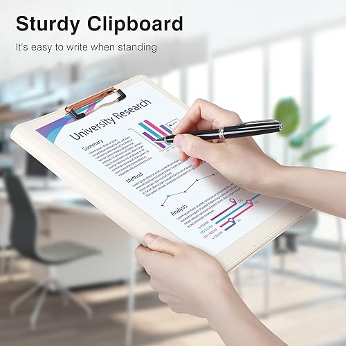 Vista 58 de Ospelelf Folio portapapeles con bloc de notas y bolsillo de cuero para almacenamiento de portapapeles para mujeres Tarotcards negras