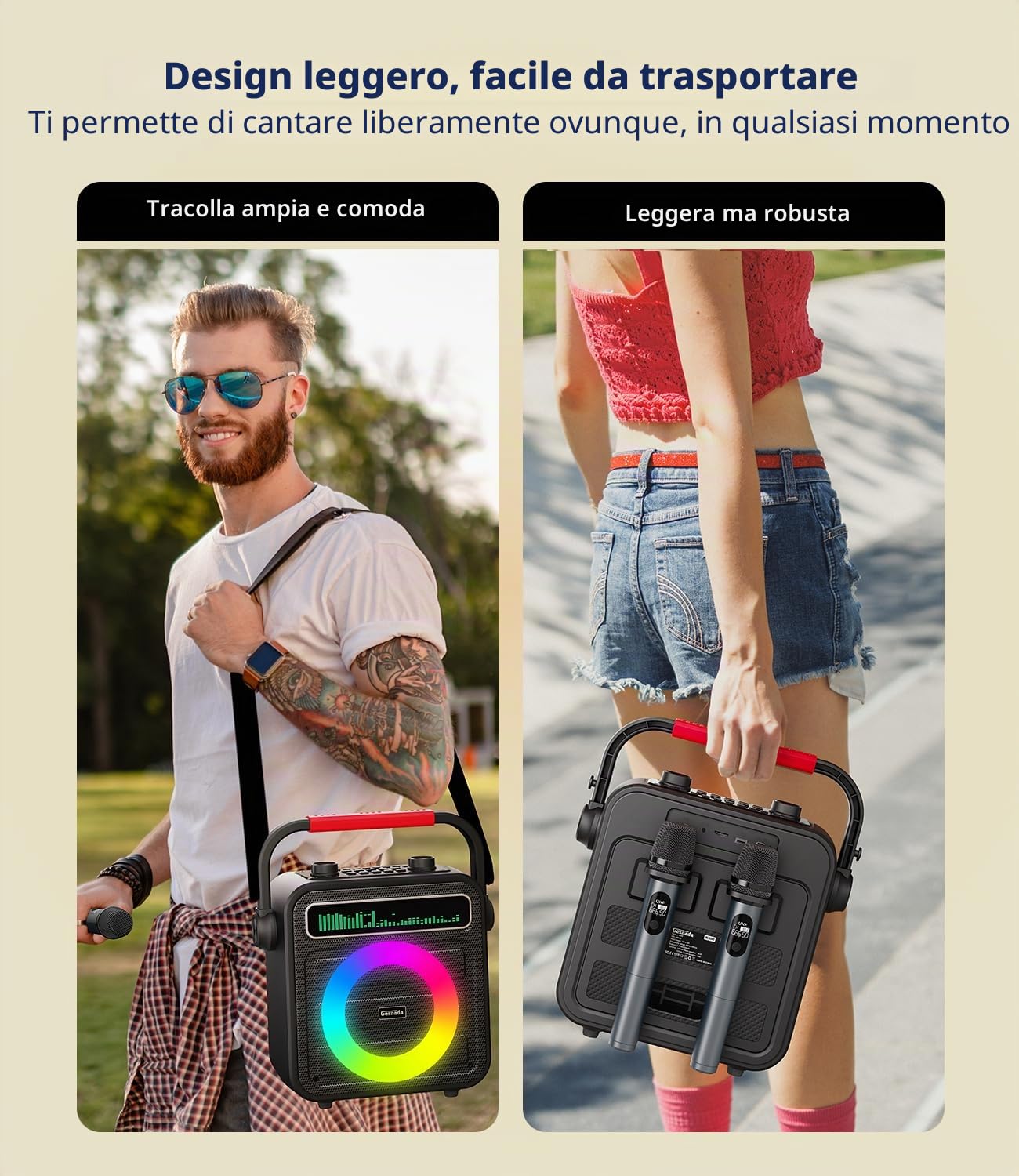 Karaoke con 2 Microfoni - Cassa Bluetooth Portatile e Potente, Karaoke Professionale Completo per Adulti con Supporto Bluetooth/TF/USB/AUX/TWS - Regalo Perfetto per Bambini, Famiglia e Amici