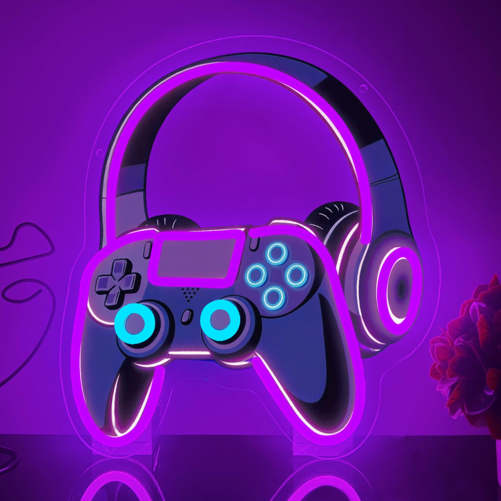 Game Neon Sign,Gaming Gamer Led Neon Light Signs for Wall Room Decor Gamepad Light up Sign for Boy Bedroom Man Cave Brithday Party Gaming Room Decor Gift for Gamer Men（13.8"*12.6"）