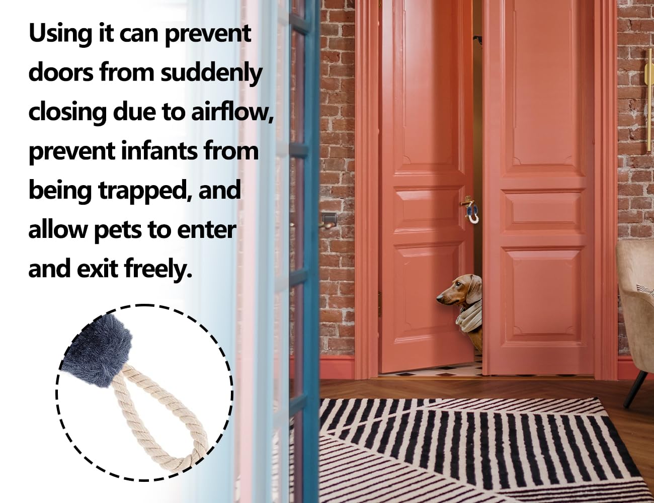 3 Fermaporta In Cotone Con Chiusura A Scatto - Protezione Per Porte Anti-urto, Sicurezza Per Bambini E Animali