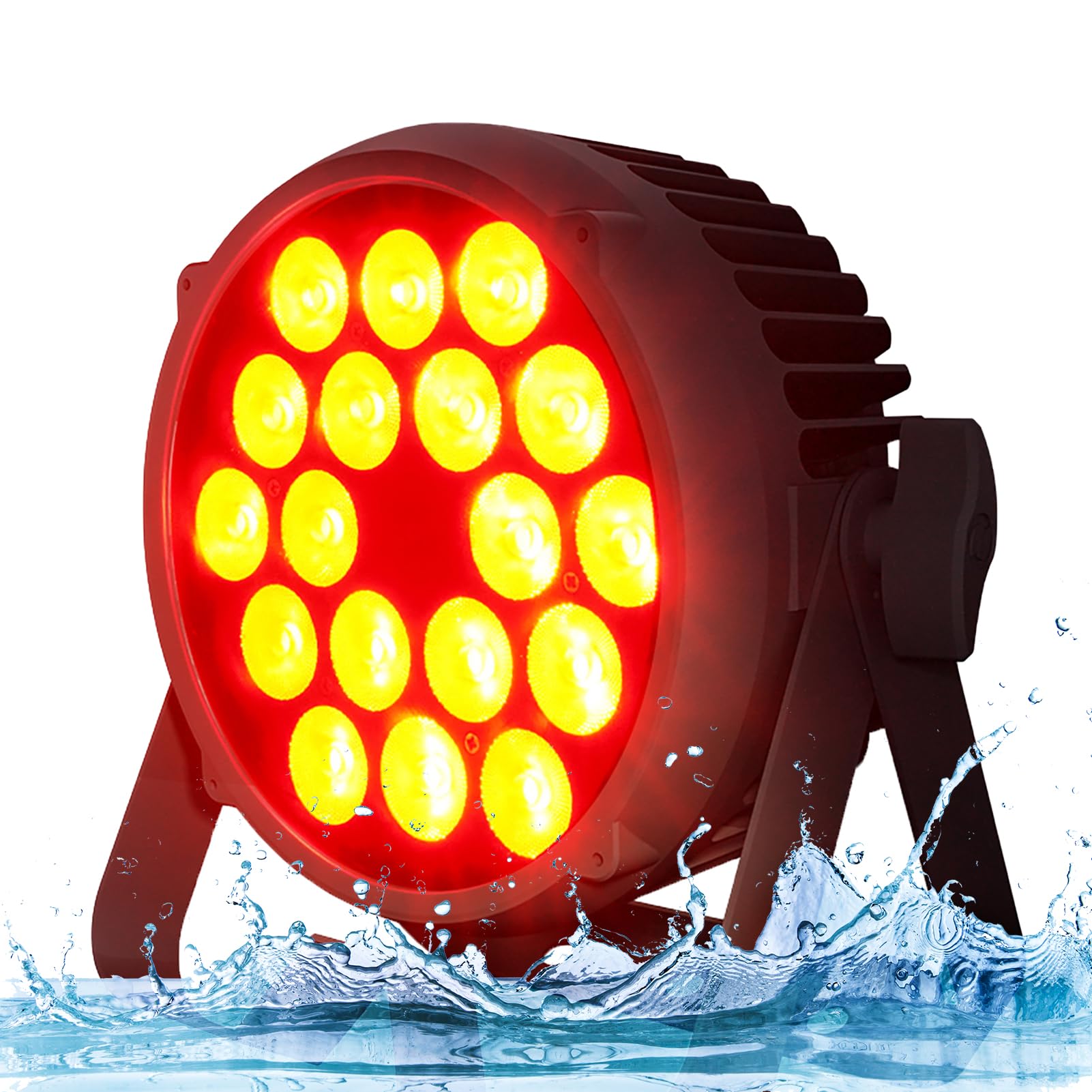 SHEHDS Coral Par DMX512 Lumières d'extérieur LED 18 x 12 W RGBWA+UV couleur lavé/stroboscopique Angle de faisceau 45 lumières montantes DMX512 activées par le son sans ventilateur