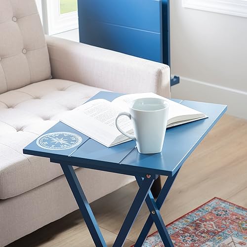 Miniatura 5 de Linon SAMM - Juego de mesa de Trey azul marino con acento de brújula que incluye cuatro mesas y soporte