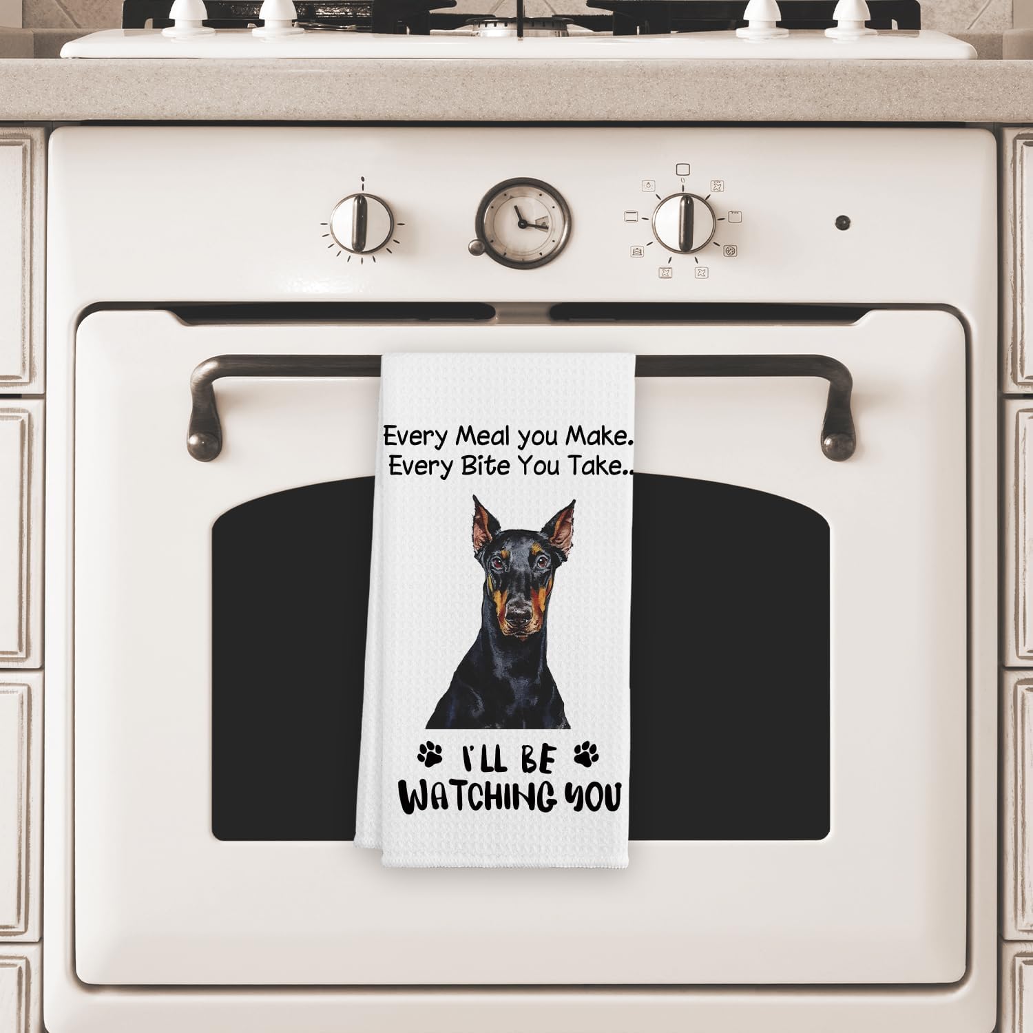 Funny Doberman Hand Towels for Kitchen, Dog Kitchen Decorative Towels, Dog Lovers Gifts for Women, Every Meal You Make Every Bite You Take Bath Decor and Accessories, 16x24 Inches - Image 2