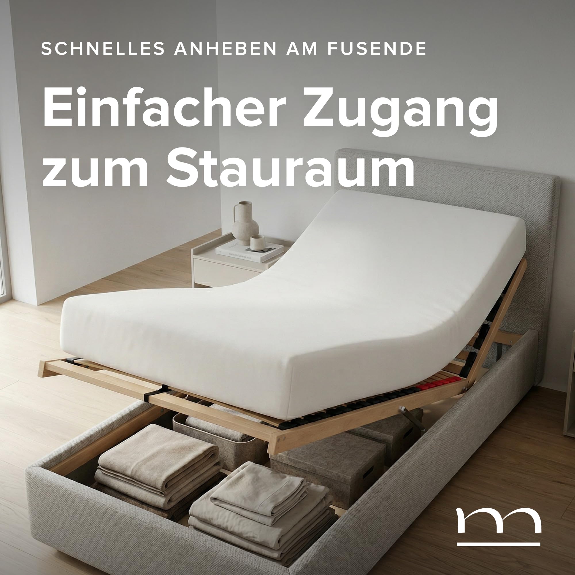 Lattenrost 90x200 cm Verstellbar mit Bettkasten-Zugang | 28 Federholzleisten | 3 Zonen | Kopfteil Verstellbar | Aufklappbar | Lattenrahmen 90x200 cm | Bettrost Birkenholz Buchenholzrahmen