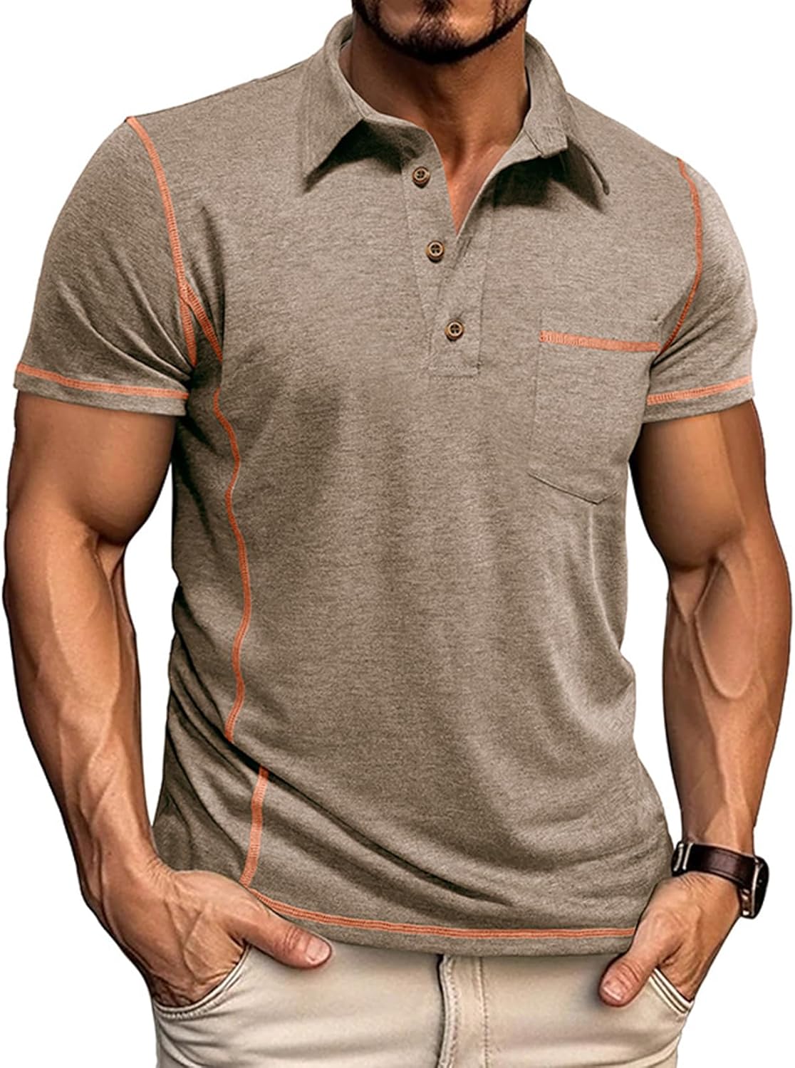 EDITCOZY Polo Shirts for Men Button Summer Fashion Collared Short Sleeve Golf Shirts