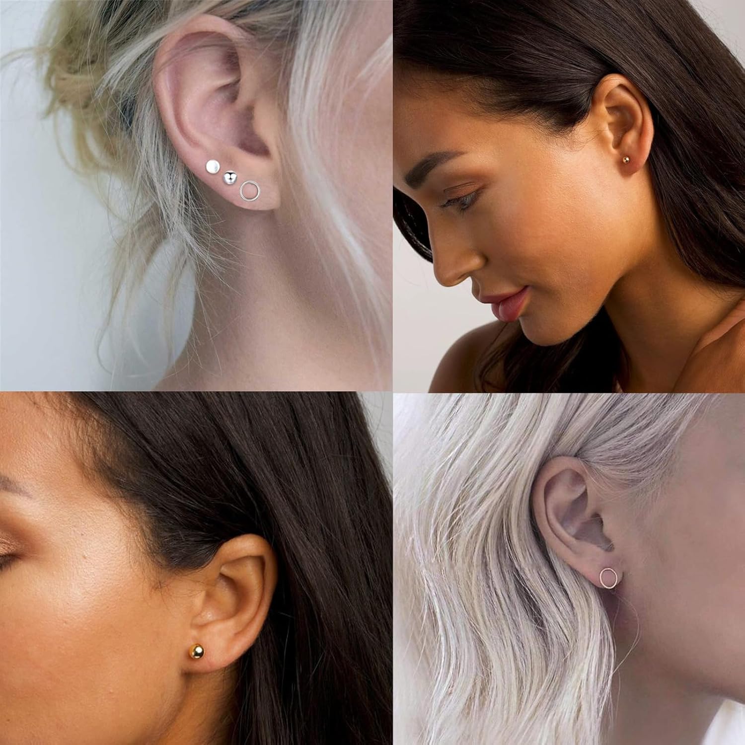 3 Pairs Titanium Stud Earrings Set, Hypoallergenic Women Earrings Nickel Free Earrings for Sensitive Ears Classic Dainty Girls Earring Studs - Image 3