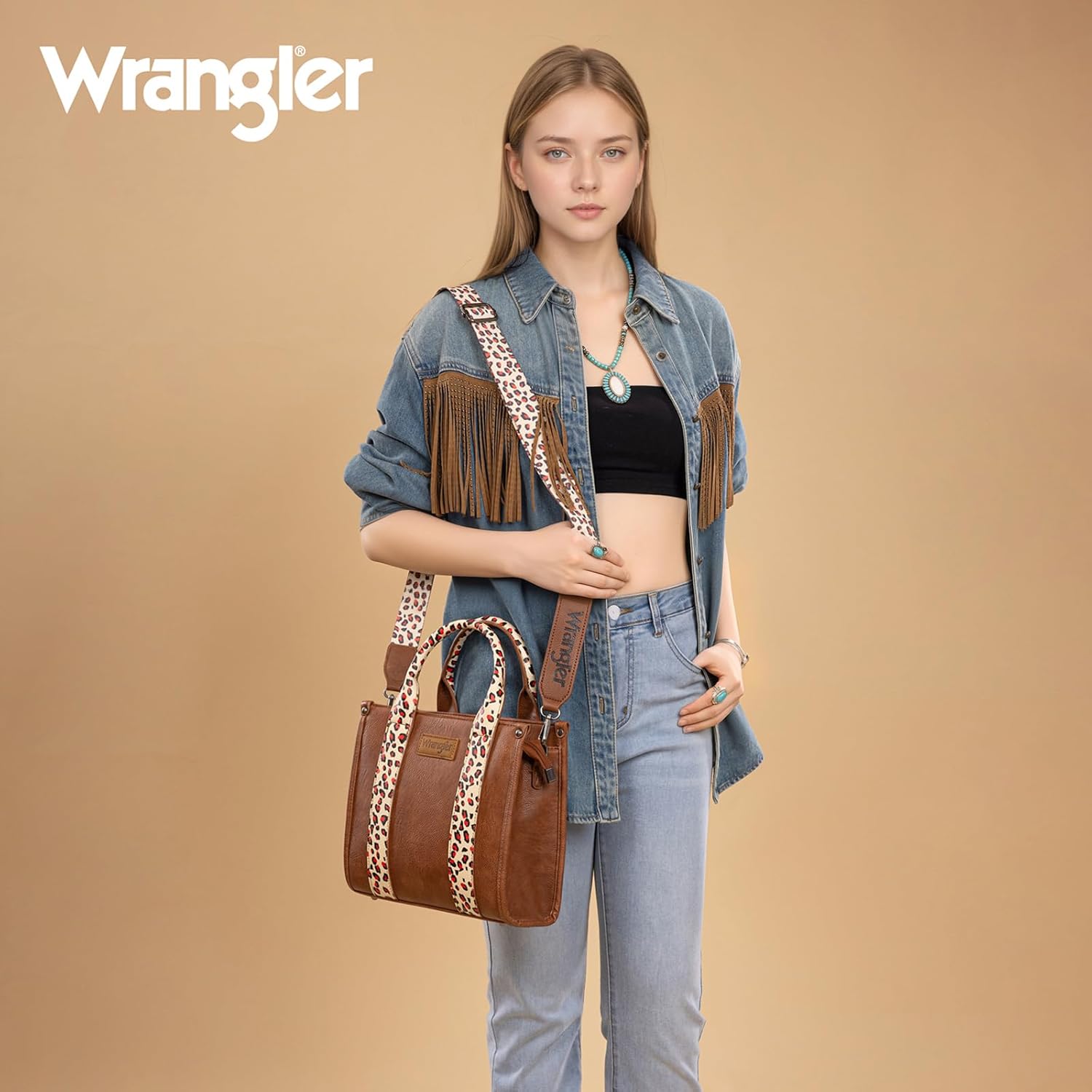 Wrangler Tote Bag for Women Western Purse with Boho Shoulder Strap Medium Satchel Top Handle Purses and Handbags - Image 2