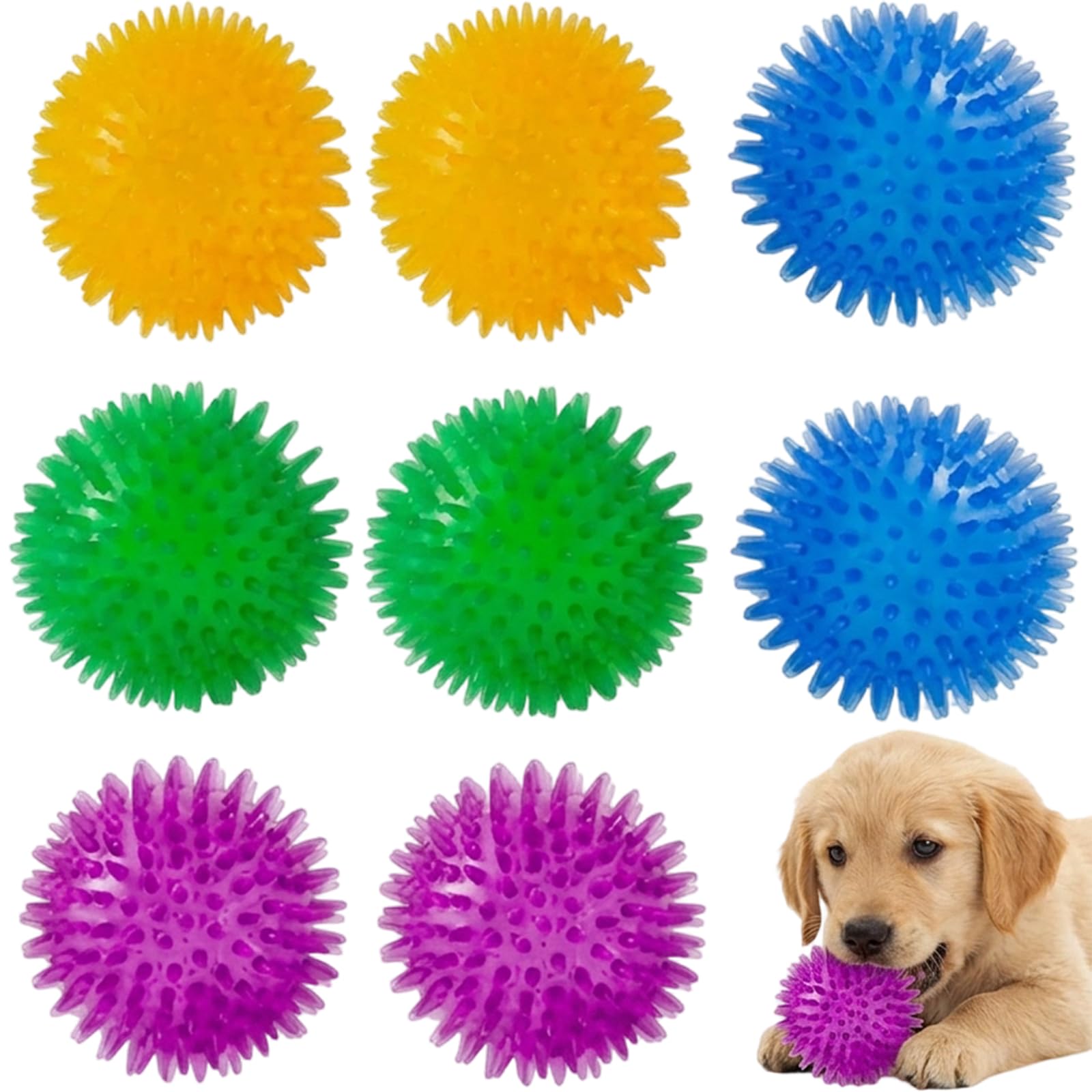 ZeBQrphio 8pcs Dog Squeaky Ball, Squeaky Dog Balls For Play And Training, Small Squeaky Dog Balls Set Of In Yellow Blue Green Purple Colours For Indoor Fetch And Water Play