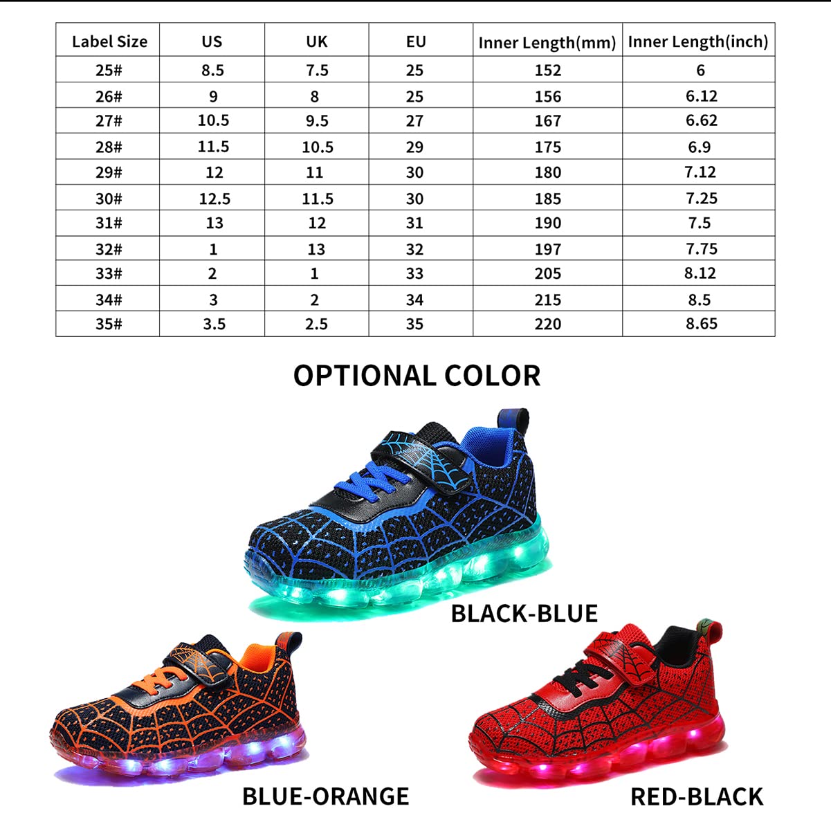 YUNICUS Scarpe LED per ragazzi e ragazze, luci USB, sneakers per compleanno, Halloween, giorno di Natale