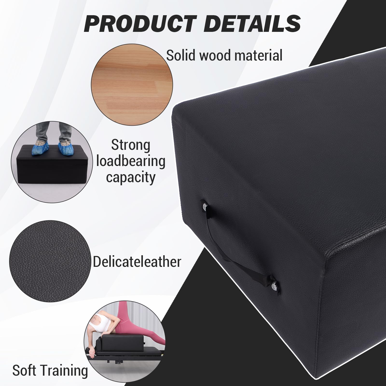 Pilates-Reformer-Sitzbox, Pilates Sitting Box Aus PU Und Wood, Mit Griff, Für Posture Corrector PilatesStuhl Kombistuhl
