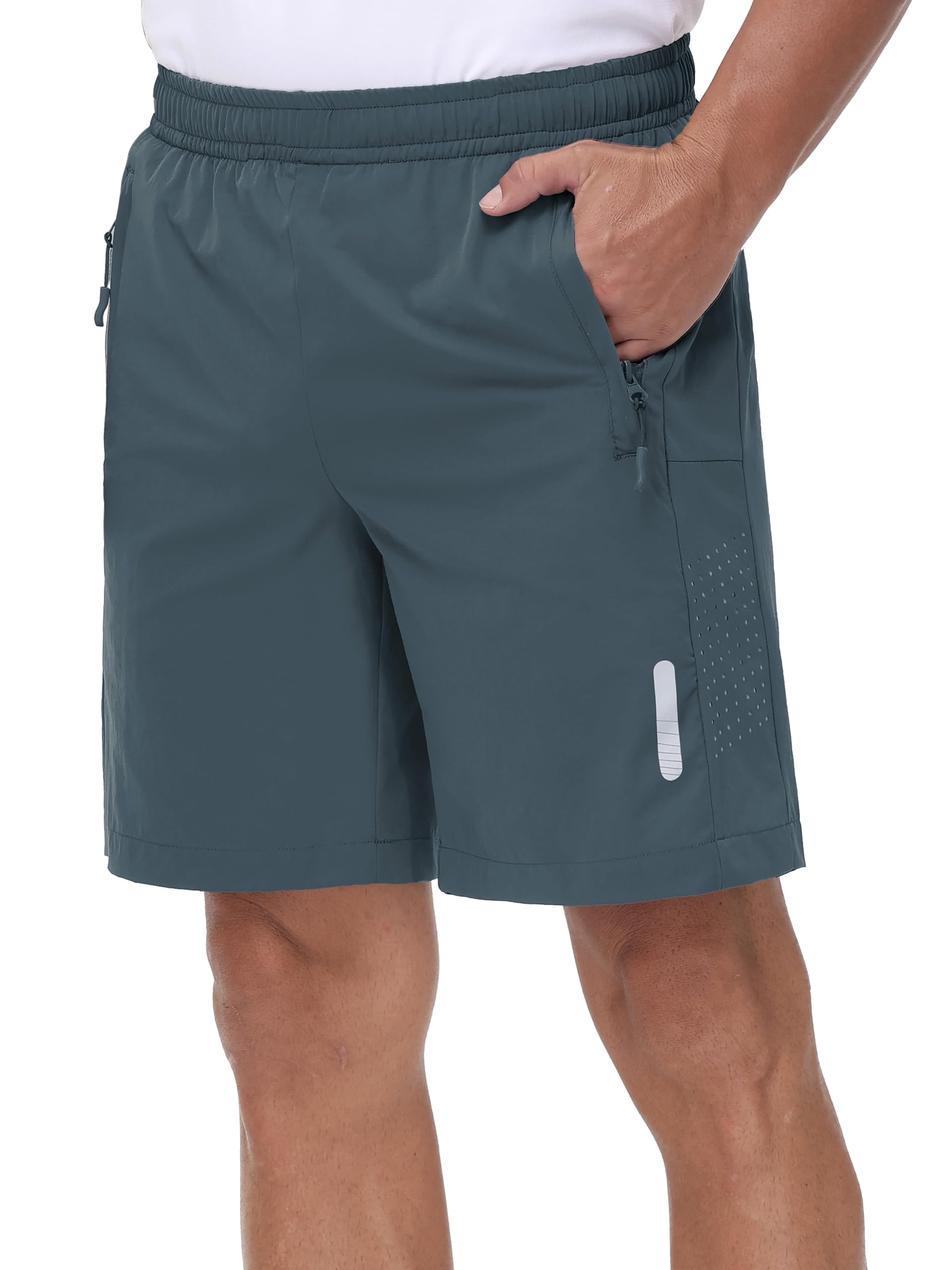 Rvinroo Sport Shorts Herren Schnelltrocknende Training Herren Gym Bodybuilding lässige Shorts Basketball Atmungsaktive Laufshorts mit Reißverschlusstasche