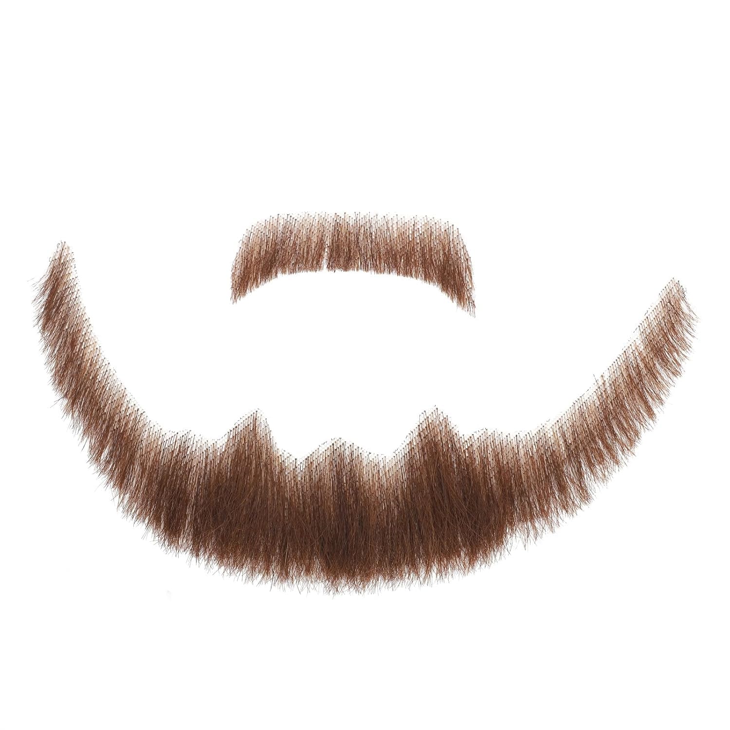 Parceria Fake Mustache, Comfortable and Skin Friendly Human Hair Fake Beard, Realistic Costume Facial Hair for Men Theatrical, Funny Cosplay, Drama,