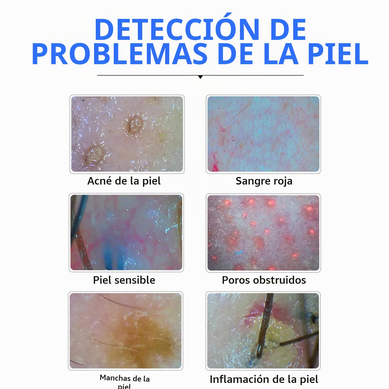 Máquina de análisis de cuero cabelludo inalámbrico, probador de analizador de piel, analizador de cabello de piel, detector de folículos pilosos de la piel multifunción, 3 engranajes, 1 megapíxeles, p