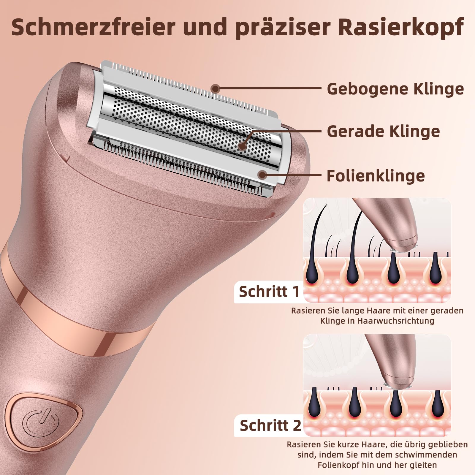 Lady Shaver für Frauen, 3-in-1-Bikini-Trimmer für Frauen zur Nass- und Trockenanwendung, elektrischer schmerzfreier Rasierer für Beine, Körper, empfindliche Haut