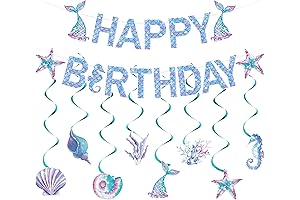 Happy Birthday Mermaid Banner for Under the Sea Party