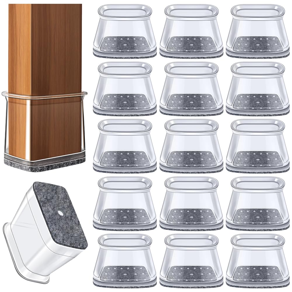 16 stuks rechthoekige siliconen stoelpootbeschermers, 15 x 30 mm, stoelpootdoppen ter voorkoming van krassen op de hardhouten vloer