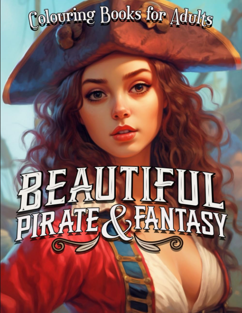 Beautiful Pirates & Fantasy Colouring Books for Adults: Adventure With 50 Illustrations of Women & Men, Pirate ship, Treasure, Seascape and Many More