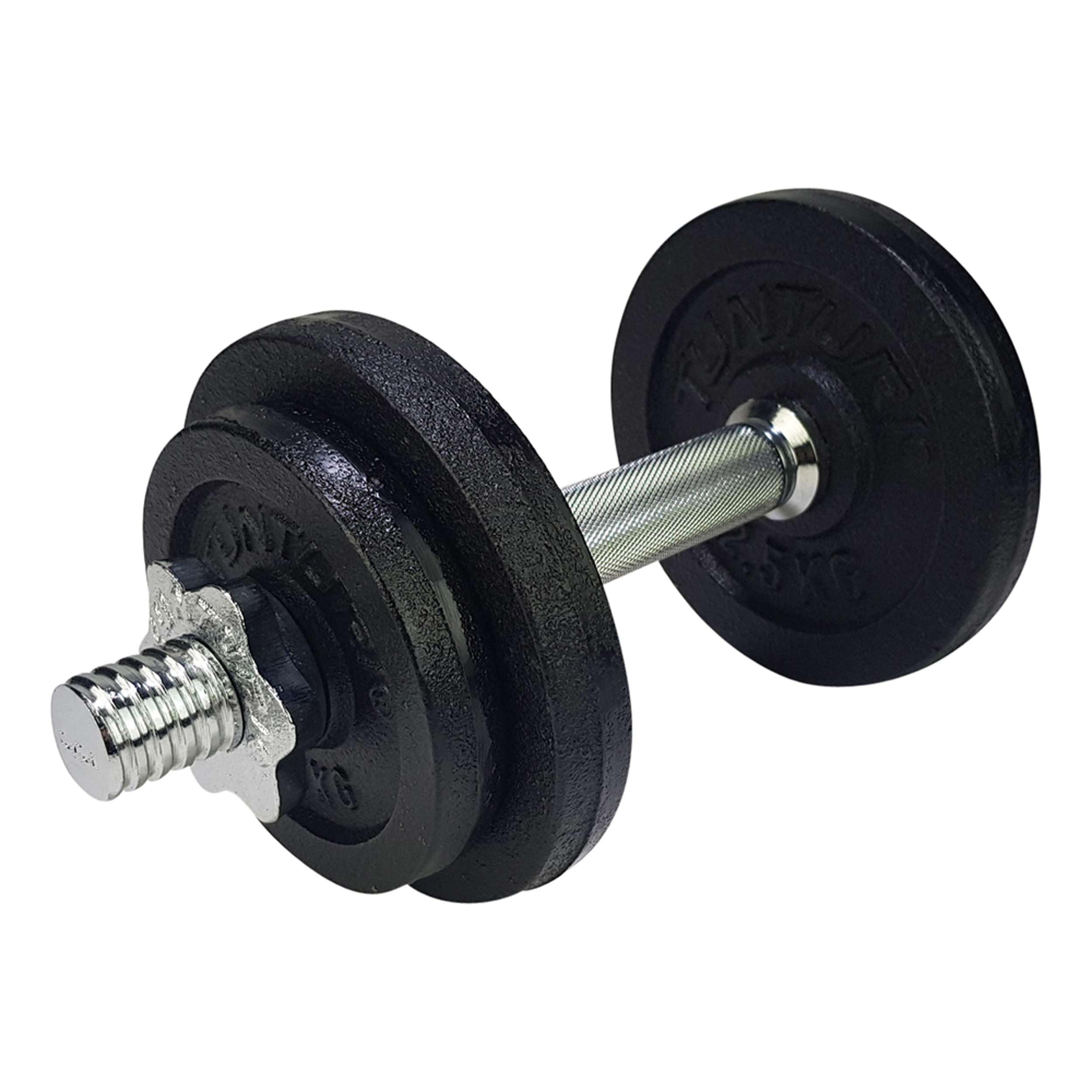 Tunturi Hantel Gusseisen 10kg - Hantelset mit Schraubverschluss - Kurzhantelset - 1 Hantelstange - 30mm - inkl. kostenlose Fitness-App