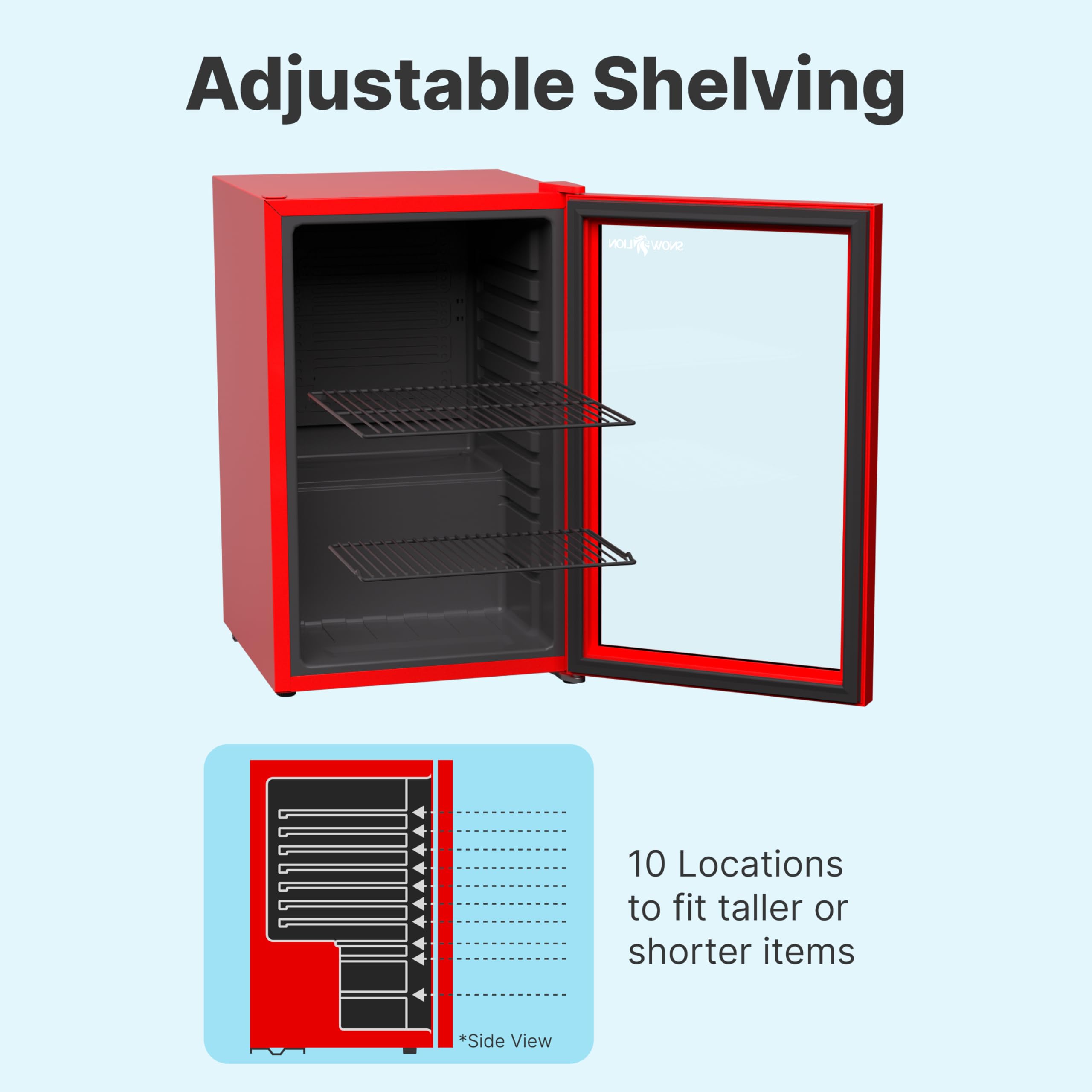 Snowlion Premium Undercounter Glass Door Mini Fridge, 69l Compact Beverage Fridge With 90 Can Capacity, 2.4 Cu.Ft. Freestanding Drink With Glass Door, Compact Refrigerator With Reversible Door on Fridge.com - View 6