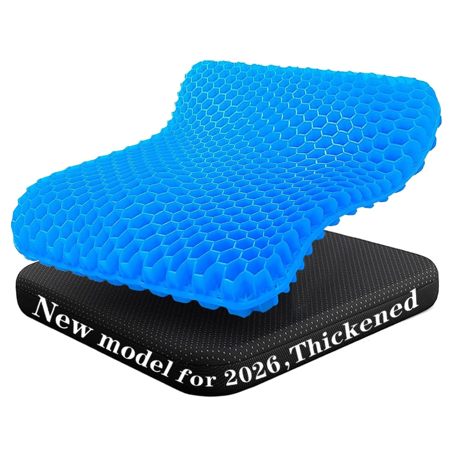 2026 Upgraded Soft Gel Seat Cushion, 42*36*4.5cm Extra Thick Honeycomb Cushion, Cooling Breathable Chair Pad with Washable Non-Slip Cover, Ergonomic Support for Office, Car, Wheelchair & Home