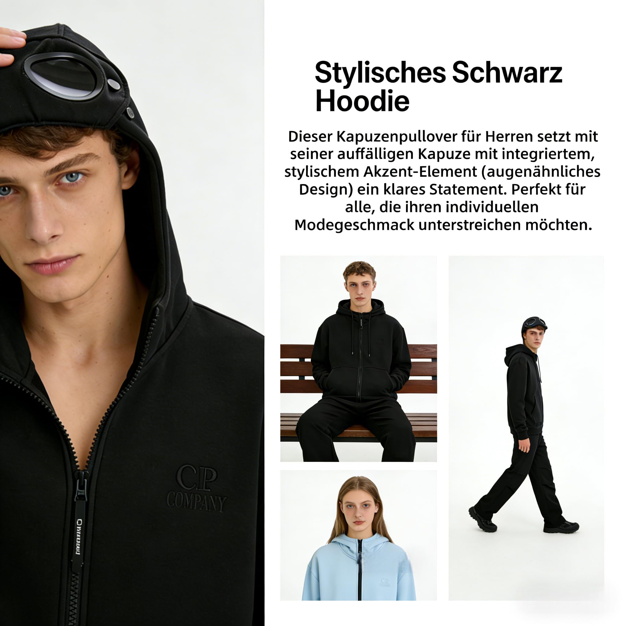 Kapuzenpullover mit integrierter Augenmaske Unisex Bequemer, Reise-Kapuzenpullover Hoodie Herren Damen Oversize Pullover für Erwachsene Männer Frauen Mit Reißverschluss und ohne Reißverschluss