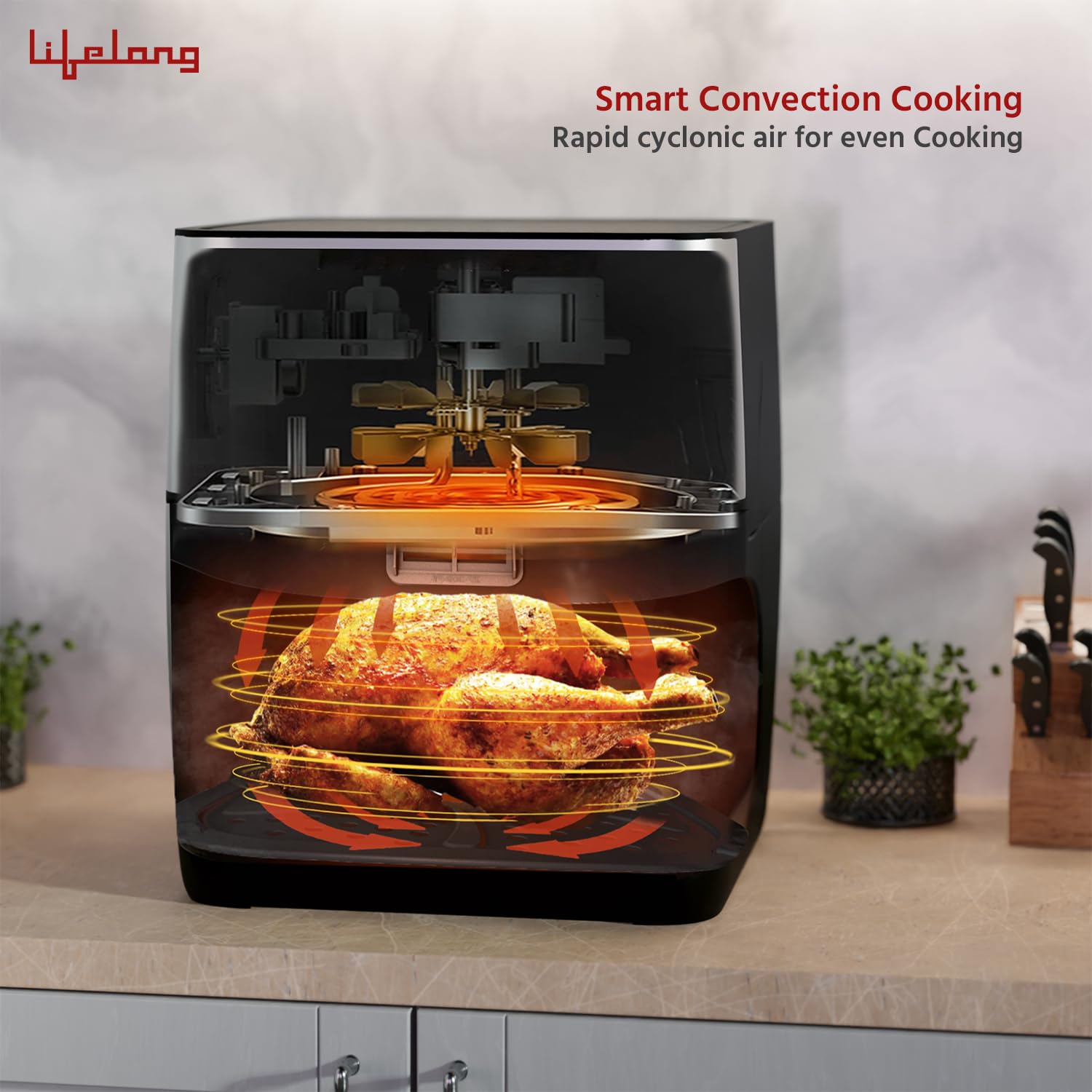 Lifelong 12 L Large Capacity Air Fryer,7 in 1 Use: Barbecue,Roast,Bake,Grill,Fry,Saute,Reheat,12 Preset Menus,Air Fryer Oven With 60 Mins Timer & Auto Shut,1800 Watts,2 Year Warranty,Silver 1