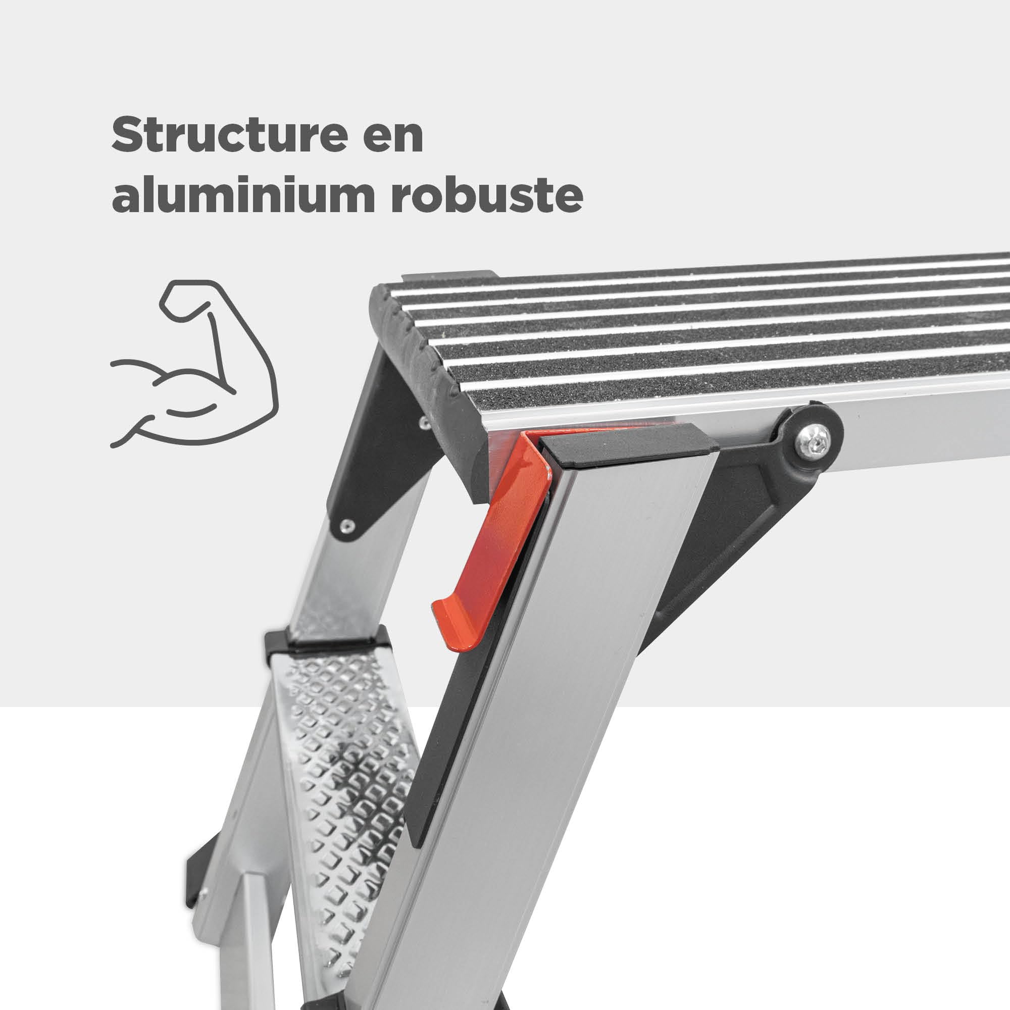 blizz-z Plateforme de Travail en Aluminium | Charge admissible 150 kg, Conforme à la Norme en 14183 | Hauteur : 49,9 cm, Longueur : 127 cm, Largeur : 51,8 cm | Estrade de Travail, escabeau