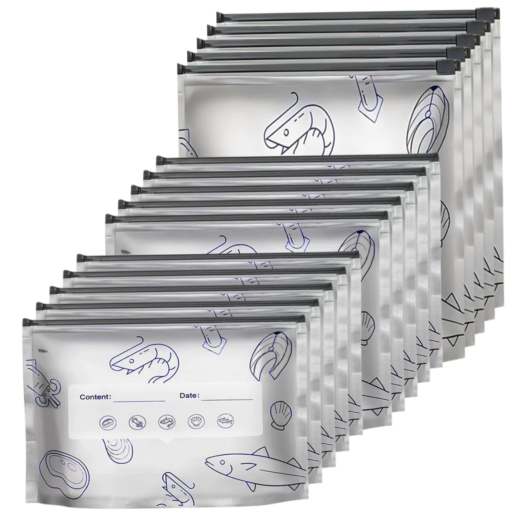 60 Bolsas de aluminio reutilizables herméticas de 3 tamaños para alimentos