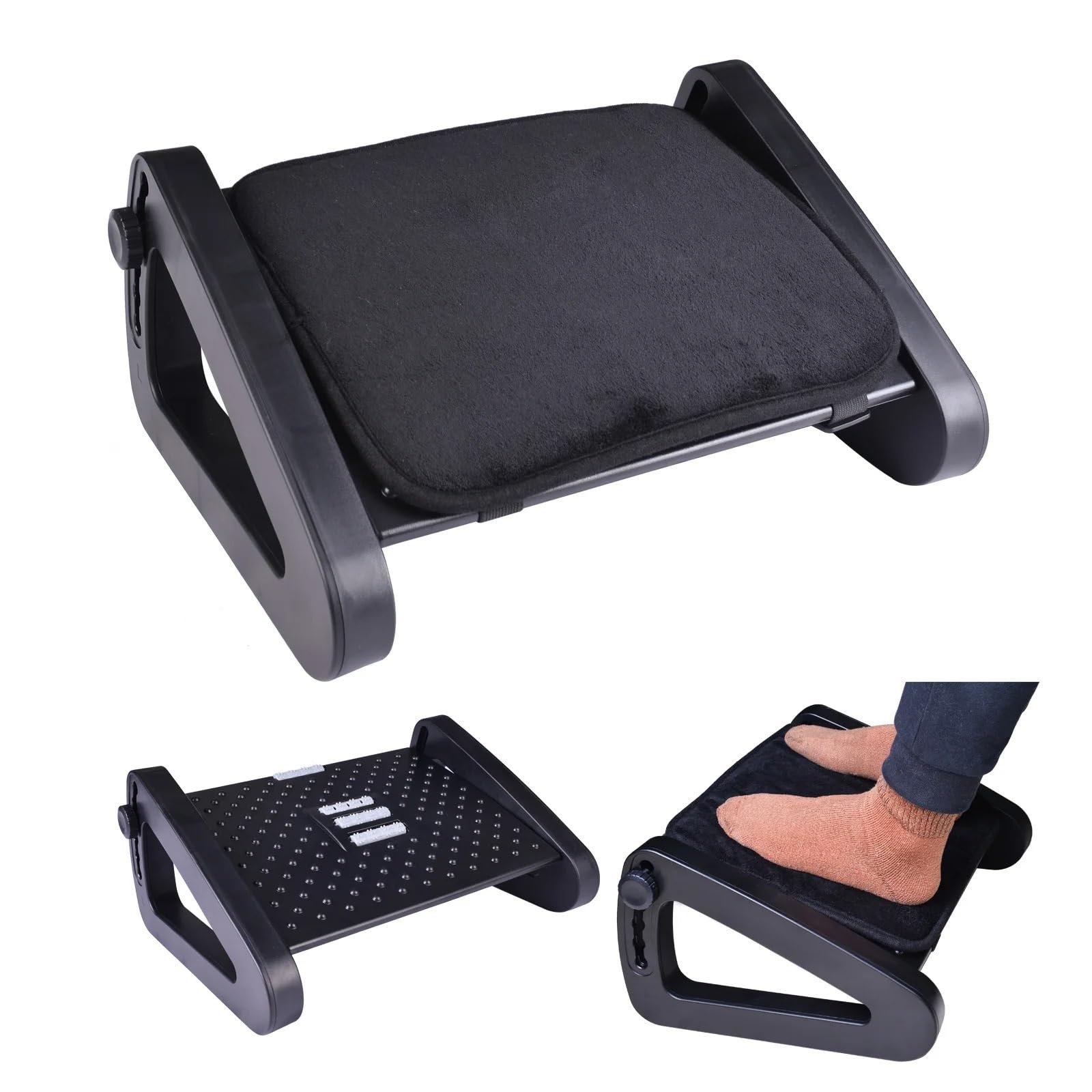 Poggiapiedi sotto la scrivania Poggiapiedi sotto la scrivania con superficie massaggiante, ergonomico, regolabile in 6 posizioni di altezza, gambe antiscivolo solide