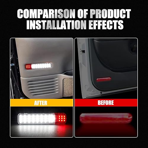 Miniatura 5 de Juego de 2 lámparas LED para puerta lateral interior de cortesía, lámpara de advertencia para puerta interior, juego de lámparas reflectoras