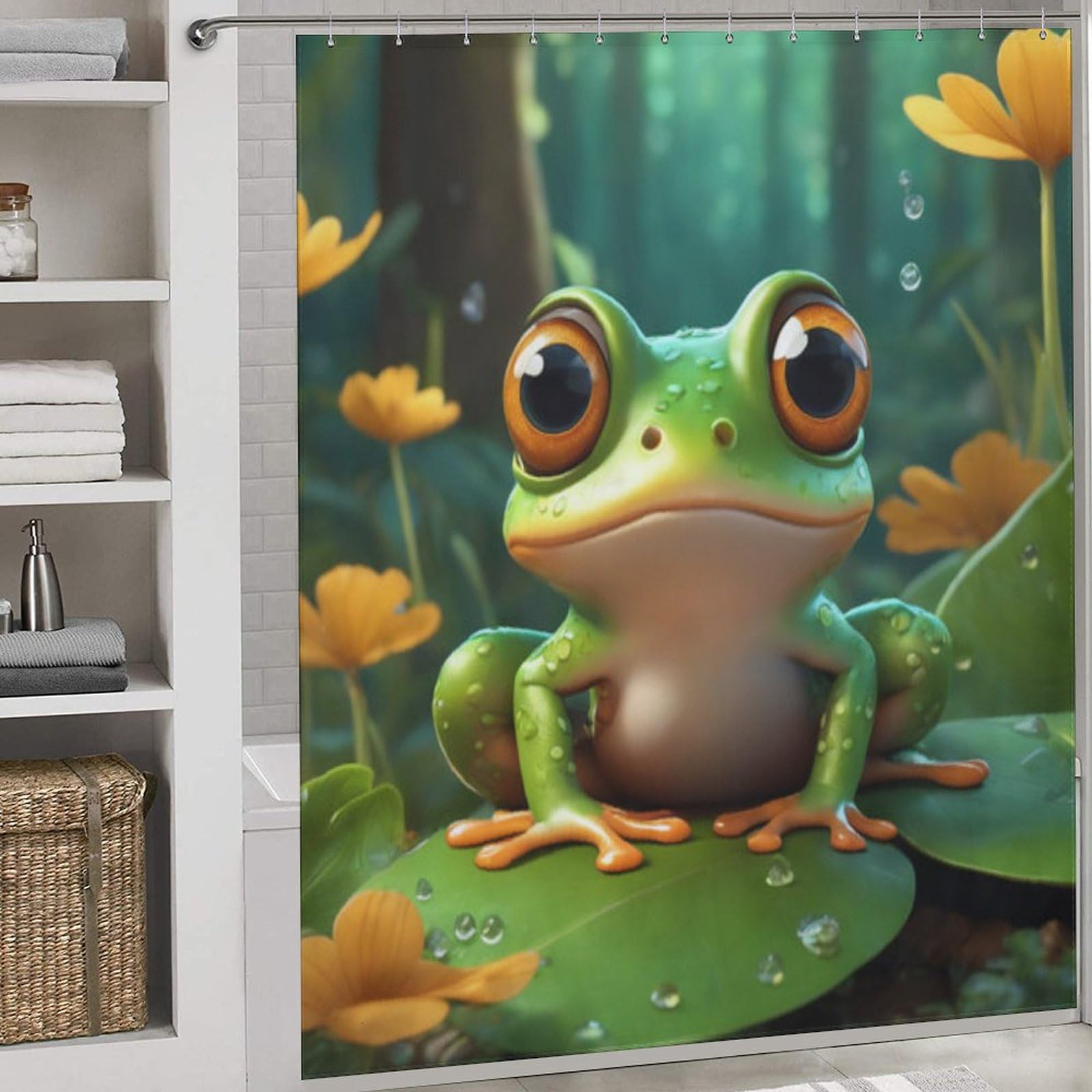 Rideau de douche grenouille pour la salle de bains des enfants