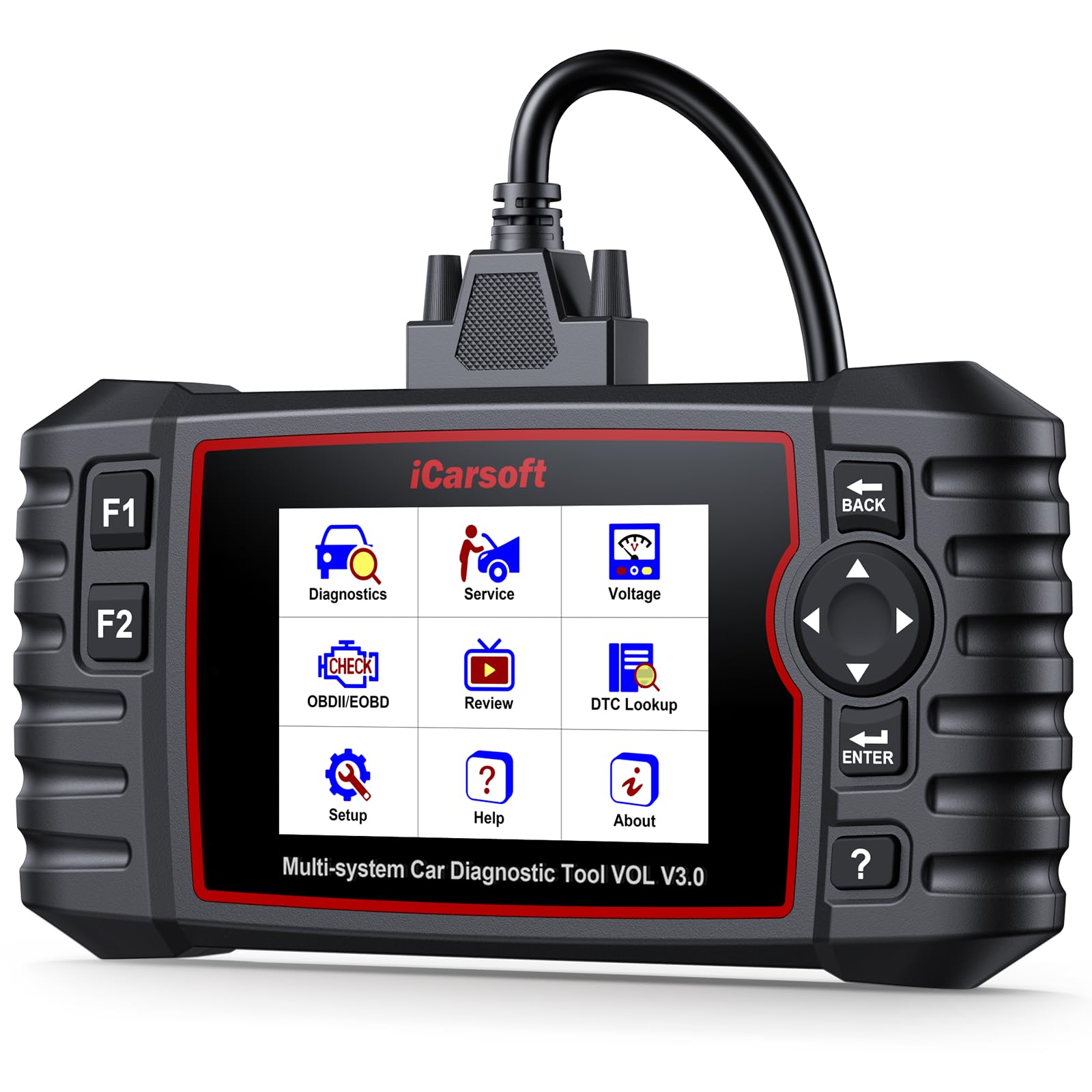 iCarsoft Vol V3.0 OBD2 Auto Diagnostica per Volvo/Saab, Diagnosi Auto Professionale in Italiano per Tutti i Sistemi, 39 Funzioni di Ripristino, Test Bidirezionale, Auto Vin, Aggiornamento a Vita