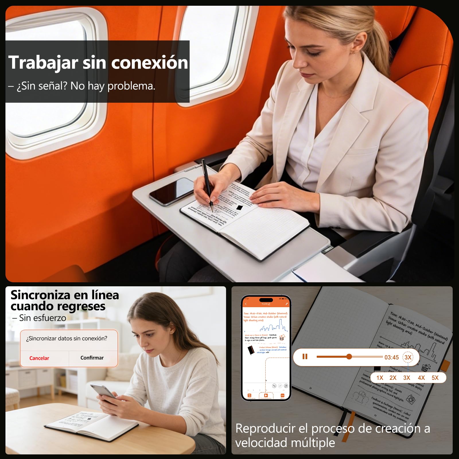 Yuan Cuaderno Digital Inteligente: Smart Digital Notebook con Smart Pen, Escribe en Papel Real, sincronización en Tiempo Real, Almacenamiento Digital – libreta, recambios y Cable de Carga incluidos