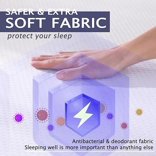 Miniatura 4 de Cubrecolchón de espuma viscoelástica de 4 pulgadas tamaño Queen para alivio de presión, cubrecolchón de espuma refrescante con diseño antideslizante