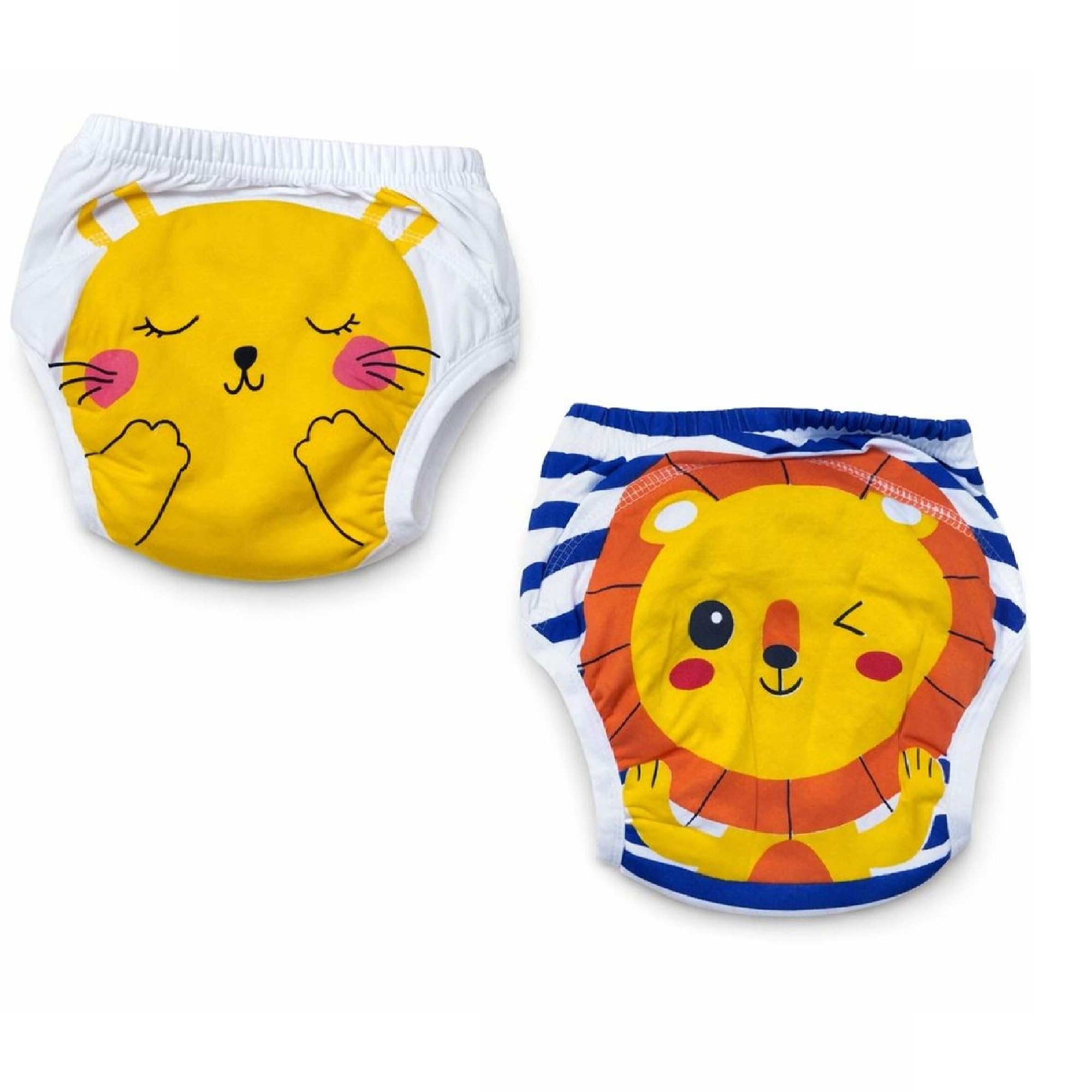 Hi Mom Pack of 2 Printed Reusable Baby Training Pants Cotton Diaper Underwear for Toddlers Boys Girls Leak Resistant Washable Potty Training Pants Soft Absorbent Nappy - Yellow, L-picture-10