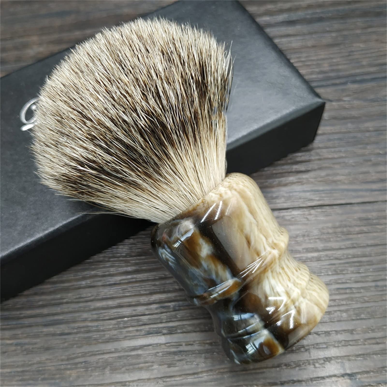 AnSafe Pennello da Barba Fatto a Mano Pelo di Tasso Puro Barba Pennello in Schiuma Durevole Manico in Resina Pennello da Barba Bagnato