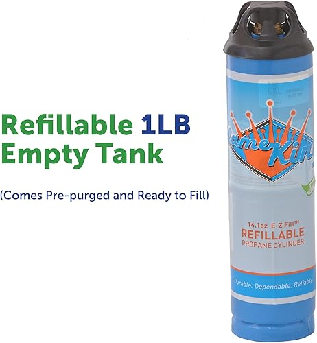 Miniatura 2 de Flame King Tanque de cilindro de soldadura de propano vacío de 1 libra, reutilizable y transportable, opción de recarga segura y legal, 14.1 onzas,