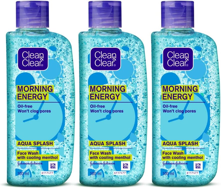 Clean & Clear Morning Energy Aqua Splash, Blue, 100 ml (Pack of 3)