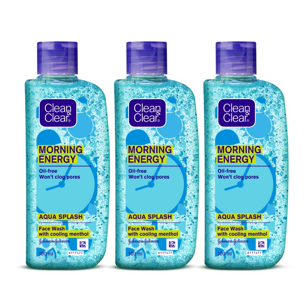 Clean & Clear Morning Energy Aqua Splash, Blue, 100 ml (Pack of 3)