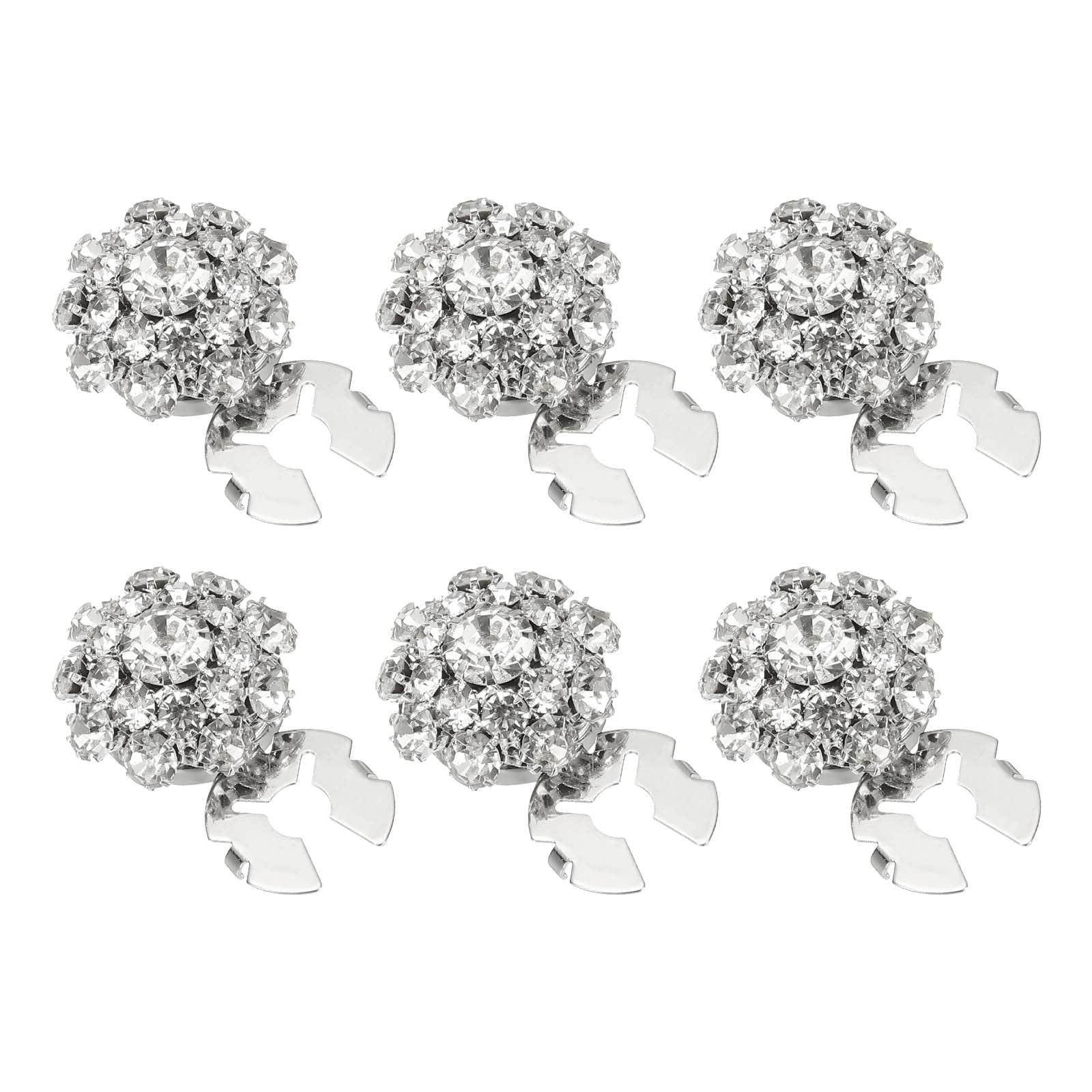 PATIKIL 6 Pcs Rhinestone Button Covers, 17.5mm 11/16" Decorative Buttons Clips Detachable Sewing Kit Replacement for Women Men DIY Crafts Holiday Decor Dress Accessories, Silver