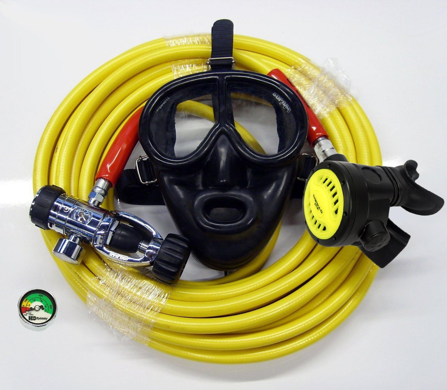 Scuba Diving Kayak Dive Kit with Regulator with Full Face Mask 50' Long Hose Gauge Hookah Diving Third Lung Commercial Boat Cleaning Scuba