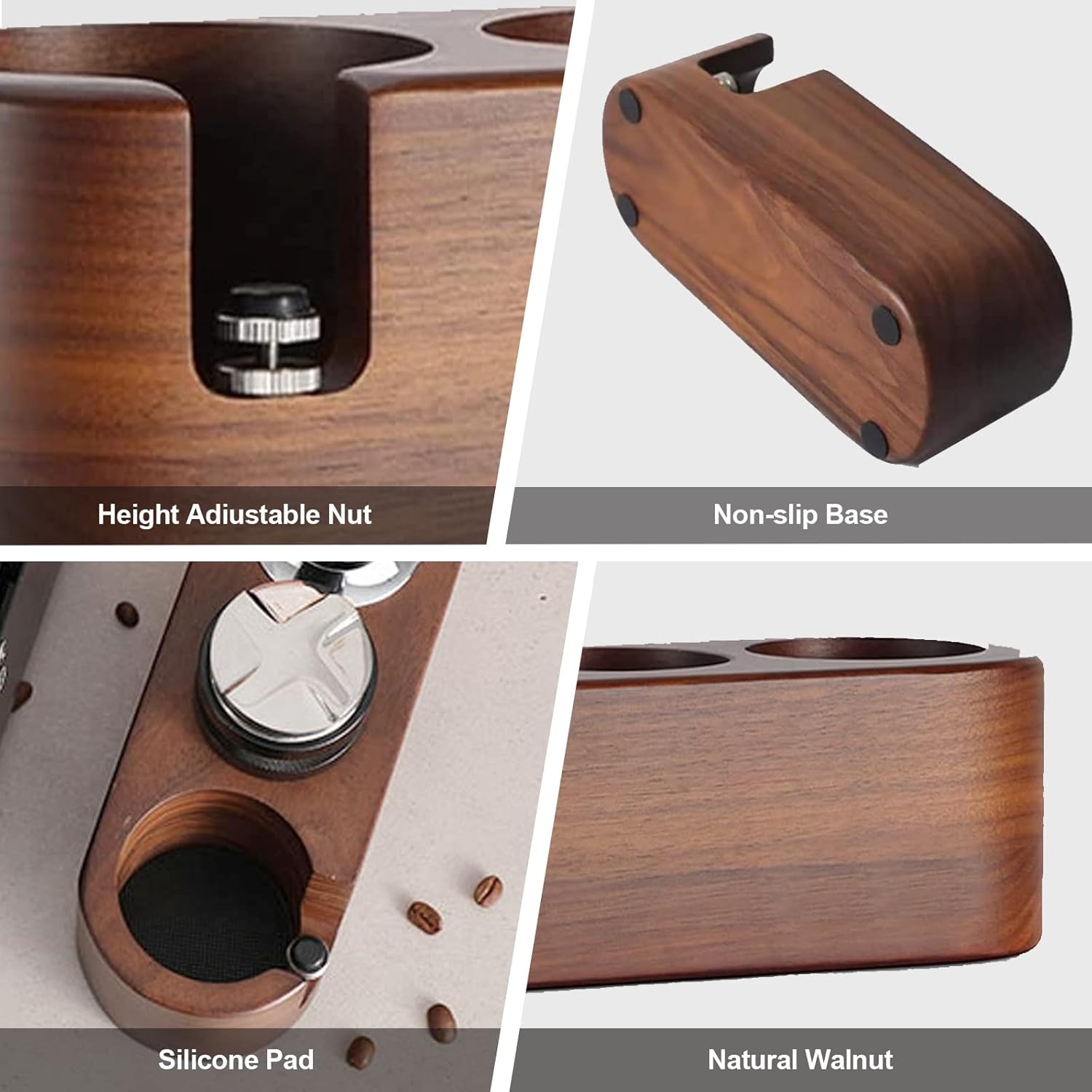 Espresso Tamping Station, Compatible With 51mm-54mm Espresso Machine Accessories Wooden Coffee Tamper Stand with Cleaning Brush for Tamper,Distributor and Portafilter