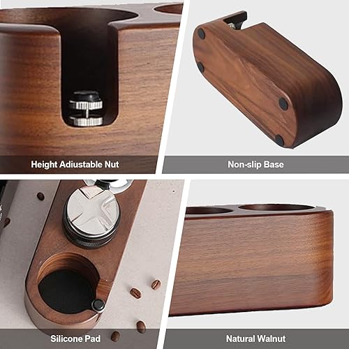 Miniatura 3 de Estación de calibración de expreso, compatible con accesorios de máquina de café expreso de 2.008 in a 2.126 in, soporte de madera para manipulación