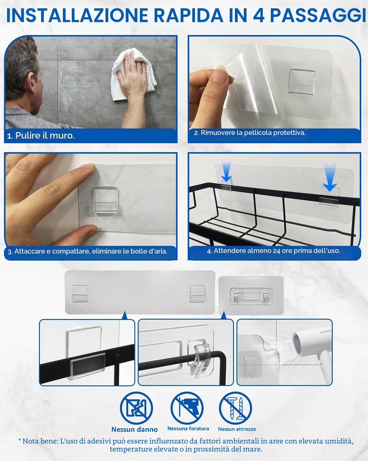 AceMining 3 Pack Porta Sapone per Doccia con Ganci, Mensola Adesiva, Portasapone Senza Foratura