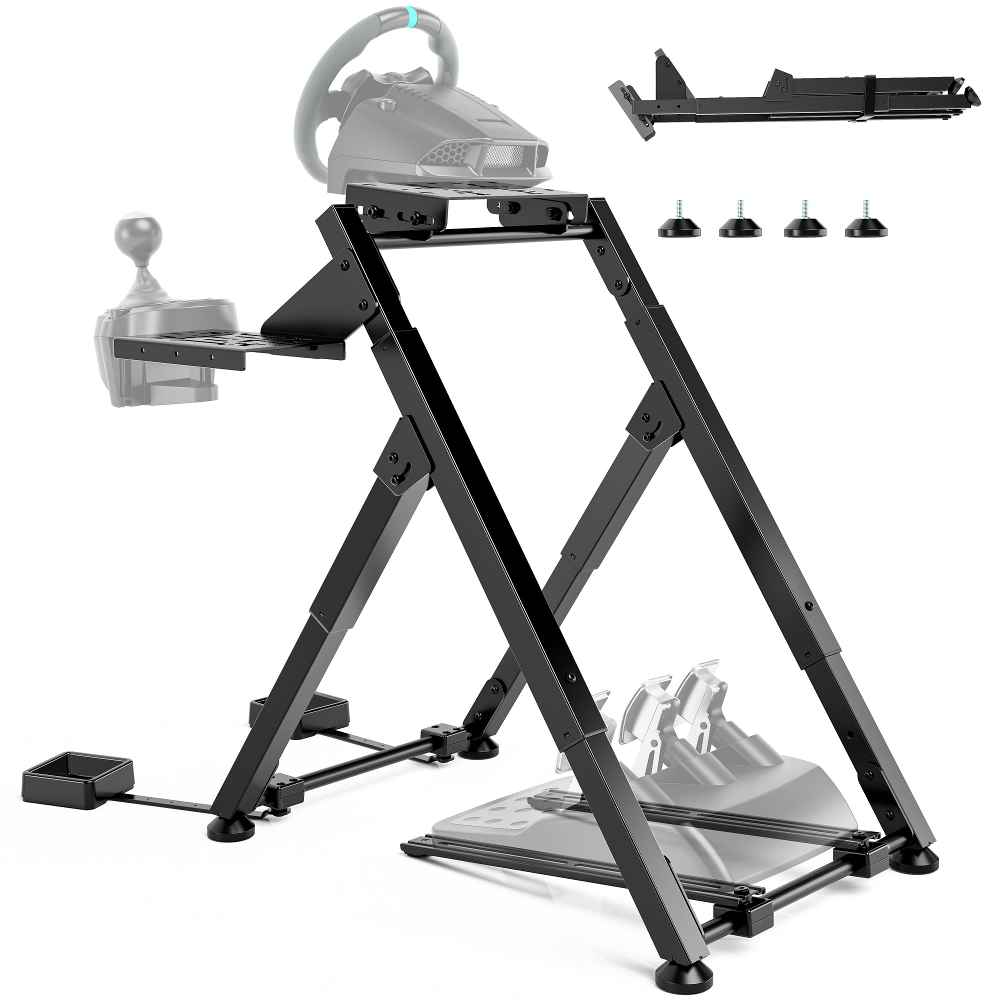 ARES WING Soporte plegable para volante Sim Racing con ranura para asiento | COMPATIBILIDAD AMPLIA: Compatible con Logitech G29, G920, G923, Fanatec, Thrustmaster, Moza y Simagic