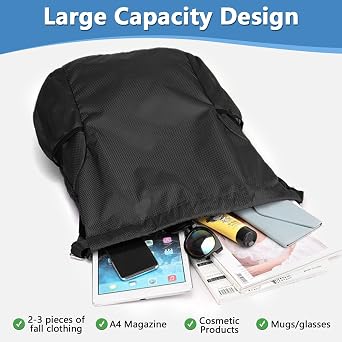 Drawstring Bag Waterproof Swim PE Bag Unisex Large Sports String Backpack Oxford Fabric Gym Sack for School Travel Swimming Holidays Climbing Hiking (50 * 44)