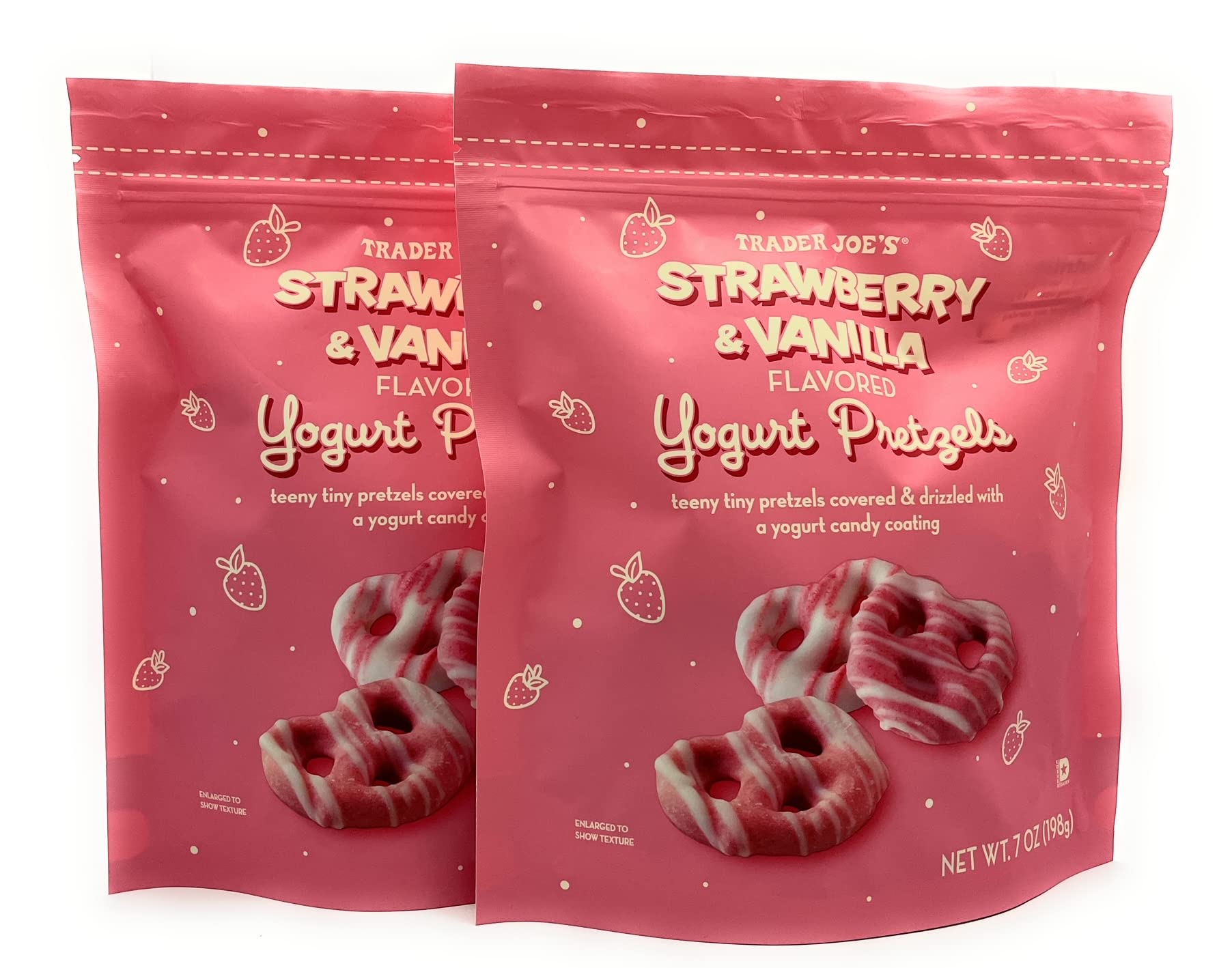 Trader Joe's Strawberry & Vanilla Flavored Yogurt Pretzels 7 oz Each – (Pack of 2)