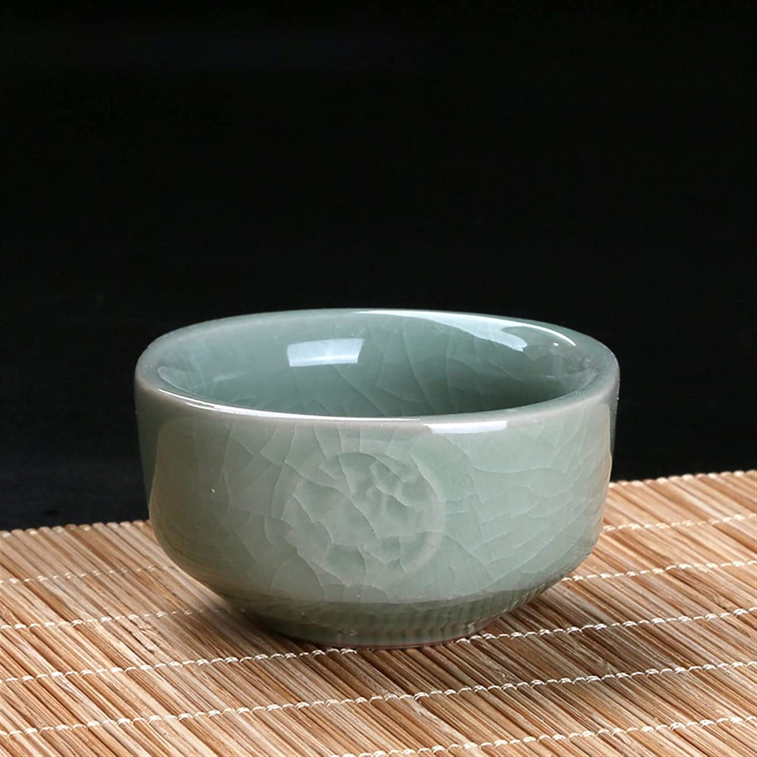 taza de té, Cuencos, lote chino Ru Kiln Crack cerámica taza de té porcelana pequeño tazón hecho a mano juego accesorios maestro individual(O 6.2x3.5cm 40ml)