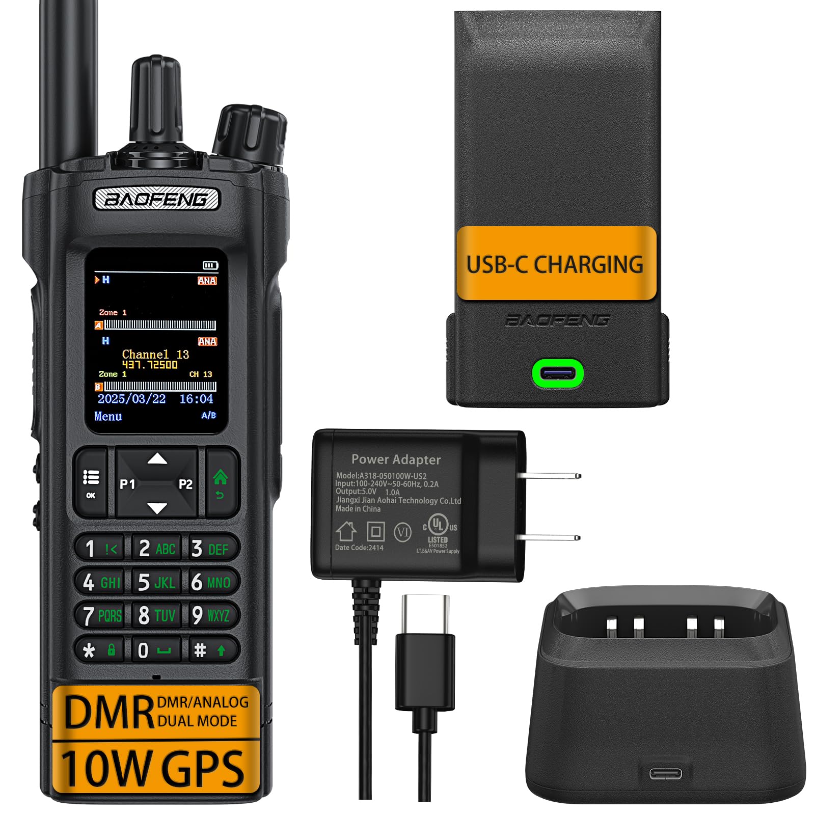BAOFENG DM-32UV 10W Digital Mobile Radio – Dual Band U/V, GPS, APRS, Dual Time Slot – Long Range Two-Way Radio For Outdoor & Survival